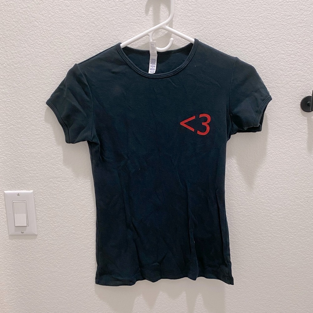 Bella Self Love Red Heart Graphic Black Mini Tee - Size S